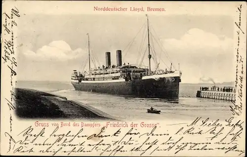 Ak Dampfer Friedrich der Große, Norddeutscher Lloyd Bremen NDL