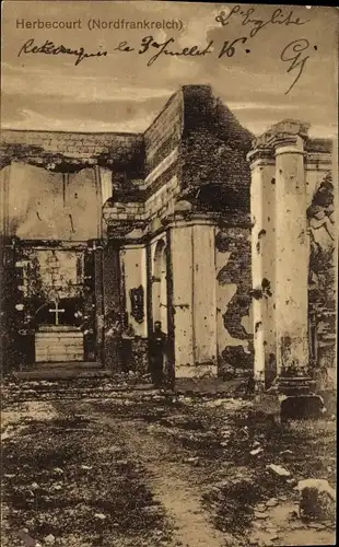 Ak Herbecourt Somme, Kriegszerstörung 1. WK