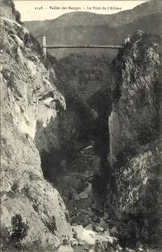 Ak Haute-Savoie, Vallee des Bauges, Le Pont de l'Abime