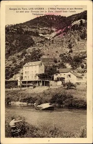Ak Les Vignes Lozère, Gorges du Tarn, Hotel Parisien