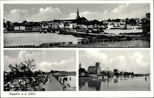 Ak Kappeln in Schleswig Holstein, Panorama vom Ort, Partie am Hafen