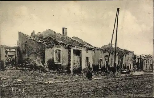 Ak Éton Meuse, zerstörte Häuser