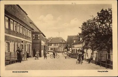 Ak Rheinzabern in der Pfalz, Hauptstraße, Anwohner, Kinderwagen