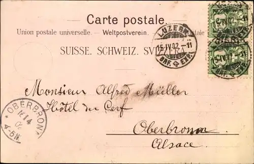 Litho Luzern Stadt Schweiz, Swan Hotel, Hotel Cygne