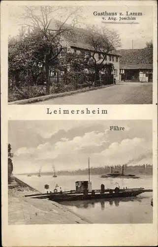 Ak Leimersheim in der Pfalz, Gasthaus zum Lamm, Fähre