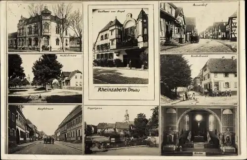 Ak Rheinzabern in der Pfalz, Kirche, Mühlstraße, Gasthaus zum Engel, Außerdorf
