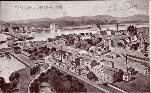 Ak Maximiliansau Wörth am Rhein, Panorama, Maxau