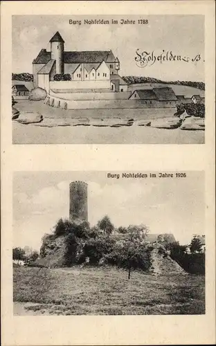 Ak Nohfelden an der Nahe Saarland, Burg im Jahre 1788, im Jahre 1926