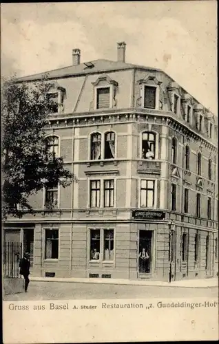 Ak Basel Bâle Stadt Schweiz, Restauration zum Gundeldinger Hof