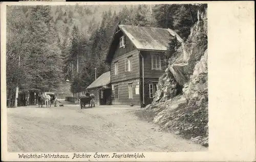 Ak Hirschwang Reichenau an der Rax Niederösterreich, Weichtal Wirtshaus
