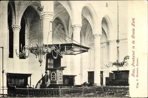 Ak Goes Zeeland Niederlande, Preekstoel in de Groote Kerk