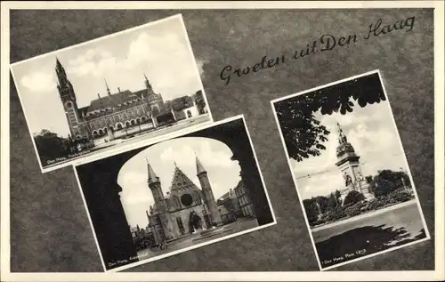 Ak Den Haag Südholland Niederlande, Vredespaleis, Ridderzaal, Denkmal