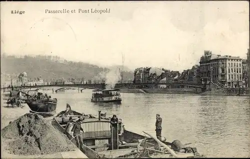 Ak Liège Lüttich Wallonien, Passerelle et Pont Leopold