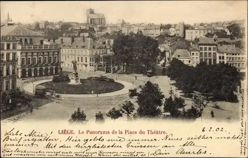 Ak Liège Lüttich Wallonien, Le Panorama de la Place du Theatre