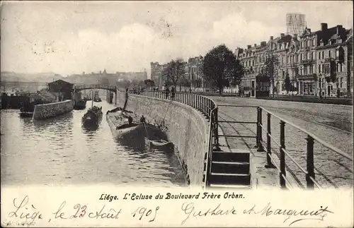 Ak Liège Lüttich Wallonien, L'Ecluse du Boulevard Frere Orban
