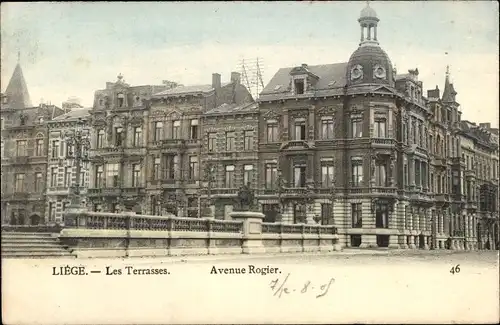 Ak Liége Lüttich, les Terrasses, Avenue Rogier, Brücke