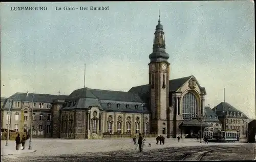 Ak Luxemburg Luxembourg, La Gare, Straßenbahn