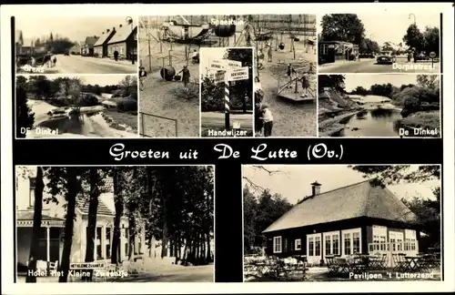 Ak De Lutte Overijssel, De Dinkel, Dorpsstraat, Paviljoen 't Lutterzand, Hotel Het Kleine Zweentje