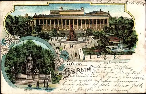 Litho Berlin, Königl. Museum im Lustgarten, Albrecht II. Denkmal