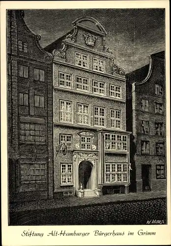 Künstler Ak Hille, W., Hamburg, Stiftung Alt Hamburger Bürgerhaus im Grimm