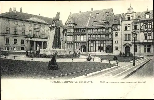 Ak Braunschweig in Niedersachsen, Burgplatz, Denkmal