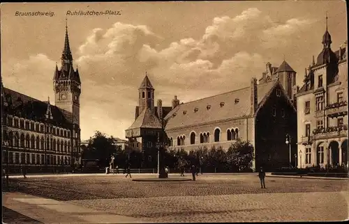 Ak Braunschweig in Niedersachsen, Ruhfäutchen-Platz, Kirchturm