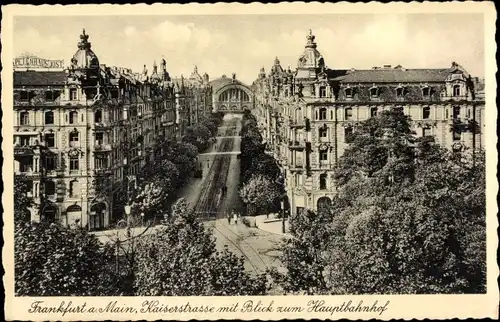 Ak Frankfurt am Main, Kaiserstraße mit Blick zum Hauptbahnhof