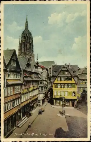 Ak Frankfurt am Main, Saalgasse, Denkmal, Kirchturm