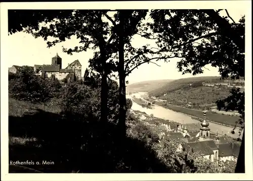 Ak Rothenfels am Main Unterfranken, Panorama, Kirchturm, Main