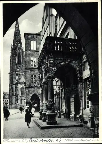 Ak Münster in Westfalen, Blick zur Lambertikirche