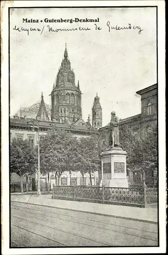 Ak Mainz am Rhein, Gutenberg-Denkmal