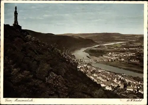 Ak Trier an der Mosel, Panorama, Mariensäule, Brücke