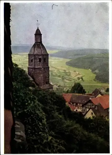 Ak Gießen an der Lahn Hessen, Blick auf Kirche und Dorf Gleiberg