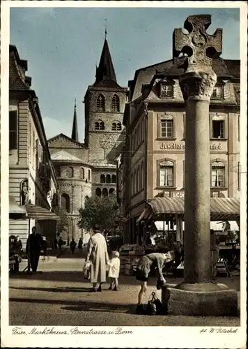 Ak Trier an der Mosel, Marktkreuz, Sternstraße mit Dom, Juwelier