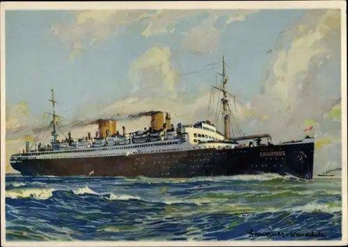 Künstler Ak Dampfschiff Columbus, Norddeutscher Lloyd Bremen