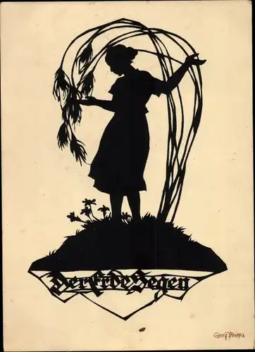 Scherenschnitt Künstler Ak Plischke, Georg, Der Erde Segen