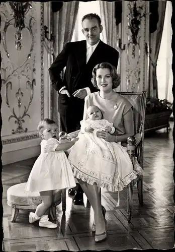 Ak Prinz Rainier III. von Monaco, Grace Kelly, Prince Albert, Princesse Caroline
