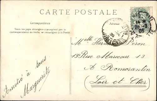 Ak Un coup de vent, Franzosen in einem Eselkarren