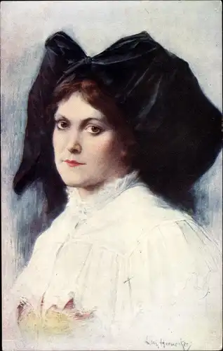 Künstler Ak Hornecker, L.,Alsacienne,Portrait einer rothaarigen Frau in Elsässer Tracht, Flügelhaube