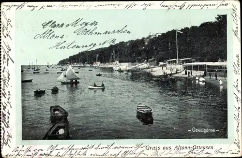 Ak Hamburg Altona Ottensen Oevelgönne, Strand, Boote, Segelboote