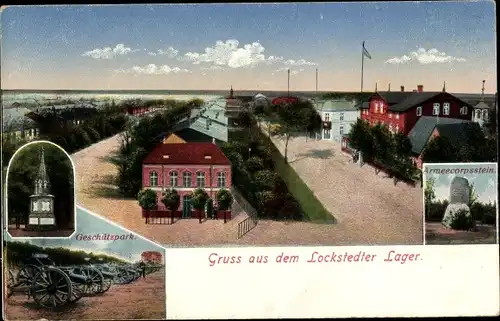 Ak Lockstedt in Schleswig Holstein, Lockstedter Lager, Geschützpark, Armeekorpsstein