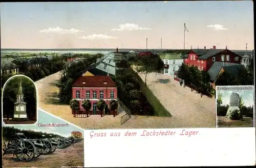 Ak Lockstedt in Schleswig Holstein, Lockstedter Lager, Geschützpark, Armeekorpsstein
