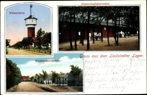 Ak Lockstedt in Schleswig Holstein, Lockstedter Lager, Wasserturm, Mannschafts- u. Wellblechbaracken