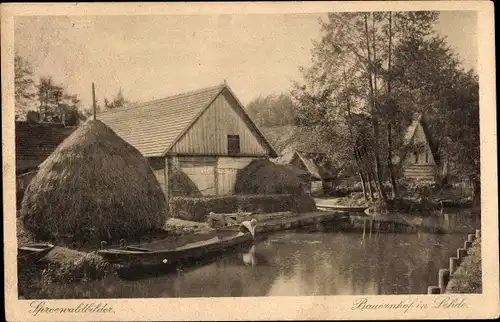 Ak Lehde Lübbenau im Spreewald, Bauernhof