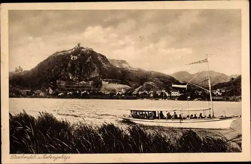 Ak Königswinter am Rhein, Drachenfels, Blick vom Rhein