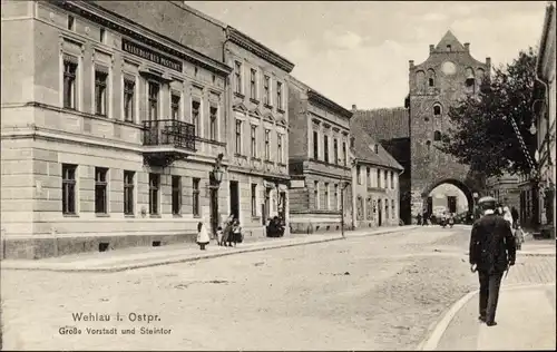Ak Snamensk Wehlau Ostpreußen, Große Vorstadt, Steintor, Kaiserliches Postamt