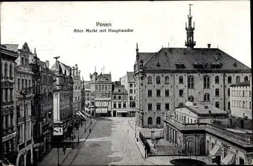 Ak Poznań Posen, Blick auf alten Markt und Hauptwache