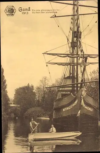 Ak Gand Gent Ostflandern, Weltausstellung 1913, Segelschiff
