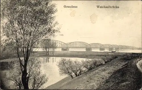 Ak Grudziądz Graudenz Westpreußen, Weichselbrücke