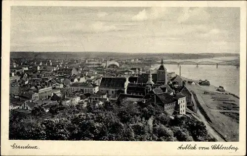 Ak Grudziądz Graudenz Westpreußen, Anblick vom Schlossberg über die Dächer der Stadt
